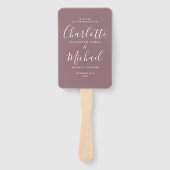 Trouwprogramma met mauve handtekening schrift handwaaier (Voorkant)