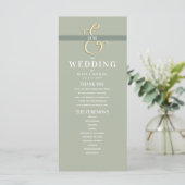 Trouwprogramma met monogram Salie groen (Staand voorkant)