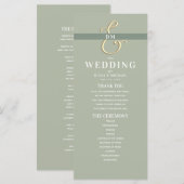 Trouwprogramma met monogram Salie groen (Voorkant / Achterkant)