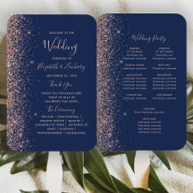 Trouwprogramma met Navy Blauwe Roze Gouden Glitter