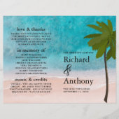 Trouwprogramma met palmboom aan het strand (Voorkant)