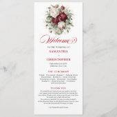 Trouwprogramma met Premium Blush Burgundy Bloemen Programmakaart (Voorkant)
