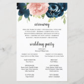 Trouwprogramma met roze en marineblauwe bloemen in (Achterkant)