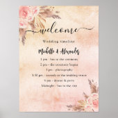 Trouwprogramma met roze pampasroos bloemendecorati poster (Voorkant)