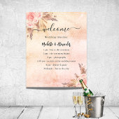 Trouwprogramma met roze pampasroos bloemendecorati poster