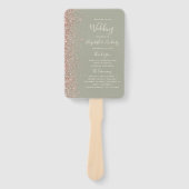 Trouwprogramma met saliegroene rand van roze goude handwaaier (Voorkant)