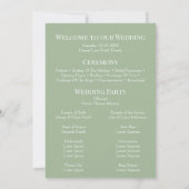 Trouwprogramma met saliegroene wilde bloemen kaart (Achterkant)