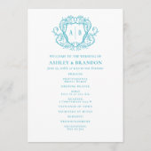Trouwprogramma met Turquoise Wapen en Monogram 'Ra Programmakaart (Voorkant)