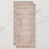 Trouwprogramma met vintage-muziekblad aangepast programmakaart (Voorkant / Achterkant)