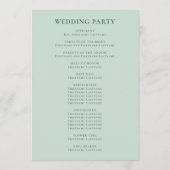 Trouwprogramma met vintage-saliegroene monogramtro programmakaart (Achterkant)