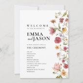 Trouwprogramma met wilde bloemen kaart (Voorkant)