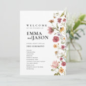 Trouwprogramma met wilde bloemen kaart (Staand voorkant)