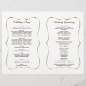 Trouwprogramma met witte bloemen en gouden lijst ' (Achterkant)
