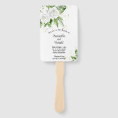 Trouwprogramma met Witte Rozen en Gipsbloem Handwaaier (Voorkant)