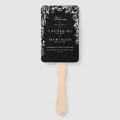 Trouwprogramma met zwart-wit bloemmotief handwaaier (Voorkant)