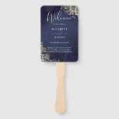Trouwprogramma 'Midnight Blue Gothic Floral' Handwaaier (Voorkant)