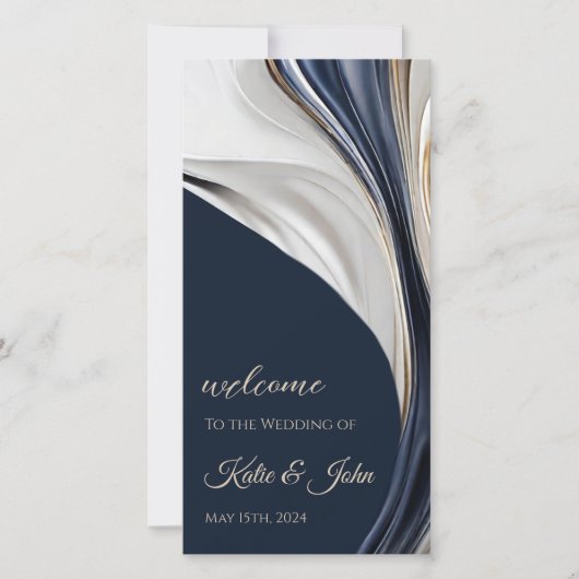 Trouwprogramma - Modern Abstract Blauw en Goud- (Voorkant)