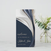 Trouwprogramma - Modern Abstract Blauw en Goud- (Staand voorkant)