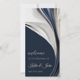 Trouwprogramma - Modern Abstract Blauw en Goud-