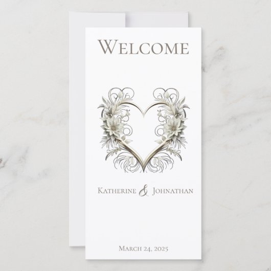 Trouwprogramma - Moderne bloemen met een hart (Voorkant)