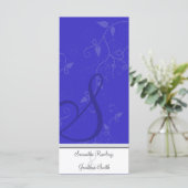 Trouwprogramma - Monogram Royal Blue Floral Programmakaart (Staand voorkant)