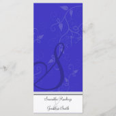 Trouwprogramma - Monogram Royal Blue Floral Programmakaart (Voorkant)