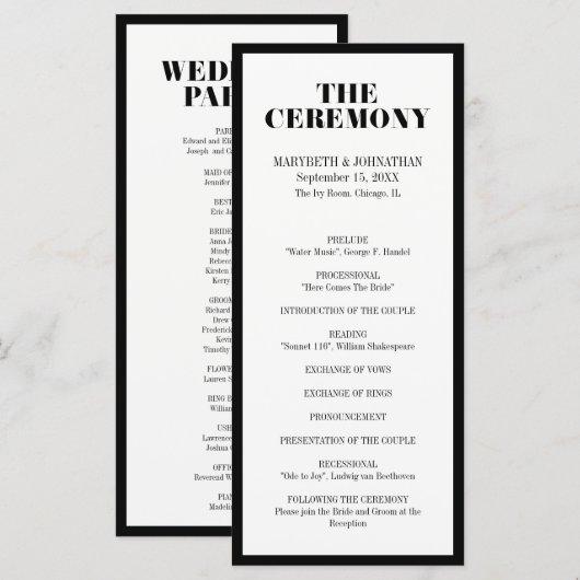 Trouwprogramma 'Mr and Mrs Modern Bold' Programmakaart (Voorkant / Achterkant)