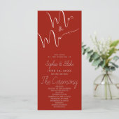 Trouwprogramma 'Mr & Mrs Minimalist Cherry Red' (Staand voorkant)
