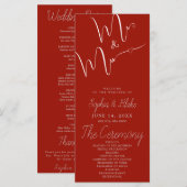 Trouwprogramma 'Mr & Mrs Minimalist Cherry Red' (Voorkant / Achterkant)