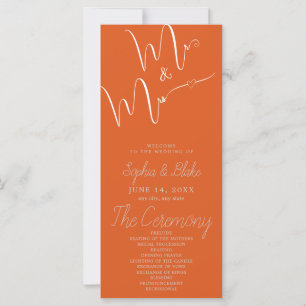 Trouwprogramma 'Mr & Mrs Minimalist Fire Orange'
