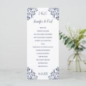 Trouwprogramma Nadine | Theelengte (marineblauw) Programmakaart (Staand voorkant)
