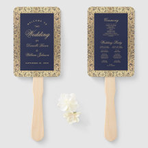 Trouwprogramma Navy Blauw Gouden Rozen Vintage