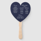 Trouwprogramma Navy Blue Hart Hand Fan Handwaaier (Achterkant)