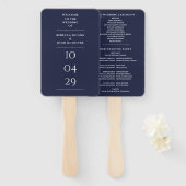 Trouwprogramma Navy Blue Special Date Handwaaier (Voorkant en achterkant)
