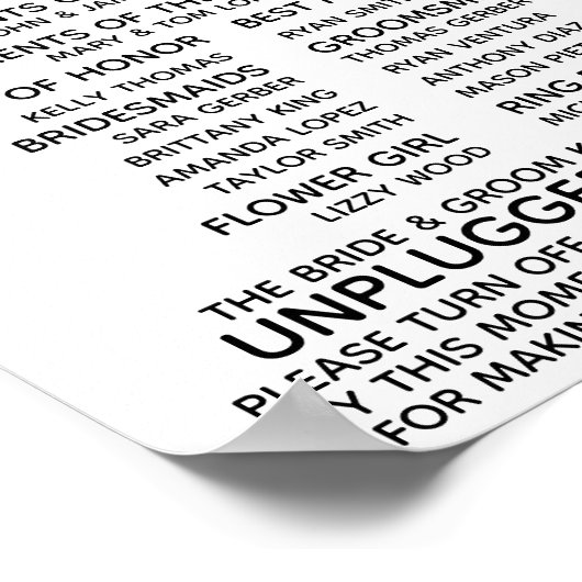 Trouwprogramma/Onplugged Bord Poster (Hoek)