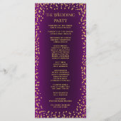 Trouwprogramma | Paarse en gouden Confetti Programmakaart (Achterkant)