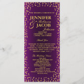 Trouwprogramma | Paarse en gouden Confetti Programmakaart (Voorkant)