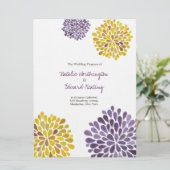 Trouwprogramma Paarse Gele Waterverf Dahlias Programmakaart (Staand voorkant)