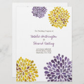 Trouwprogramma Paarse Gele Waterverf Dahlias Programmakaart (Voorkant / Achterkant)