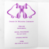 Trouwprogramma Paarse klokken en lint Drieluik Programma (Binnenzijde eerst)