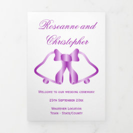 Trouwprogramma Paarse klokken en lint Drieluik Programma