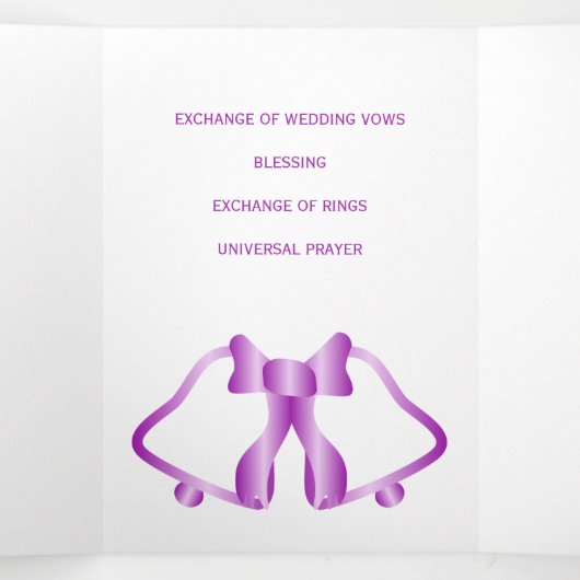 Trouwprogramma Paarse klokken en lint Drieluik Programma (Binnenkant midden)