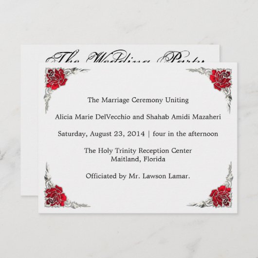 Trouwprogramma, pagina 1 van 2. briefkaart (Voorkant / Achterkant)