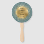 Trouwprogramma Pastel Hemels Goud Maan Handwaaier (Voorkant)