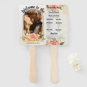 Trouwprogramma Pretty Peach Bloemige Mooie TROUW Handwaaier (Voorkant en achterkant)