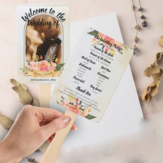 Trouwprogramma Pretty Peach Bloemstuk Cute TROUWEN Handwaaier