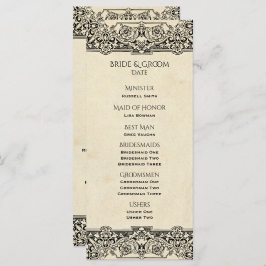   trouwprogramma programmakaart (Voorkant / Achterkant)