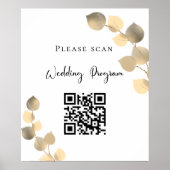 Trouwprogramma QR-code eucalyptus goud Poster (Voorkant)