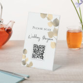 Trouwprogramma QR-code eucalyptus goud Reclamebord Met Voetstuk (Insitu)