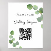 Trouwprogramma QR-code eucalyptus groen Poster (Voorkant)
